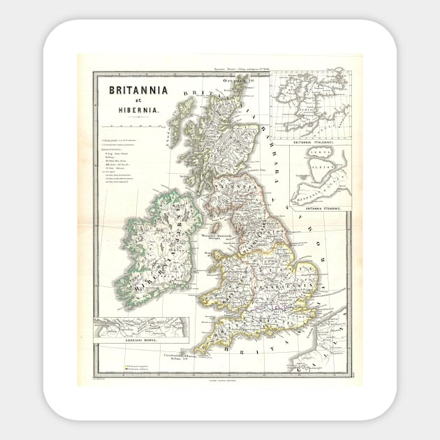 Vintage Map of The British Isles (1865) Sticker by Bravuramedia